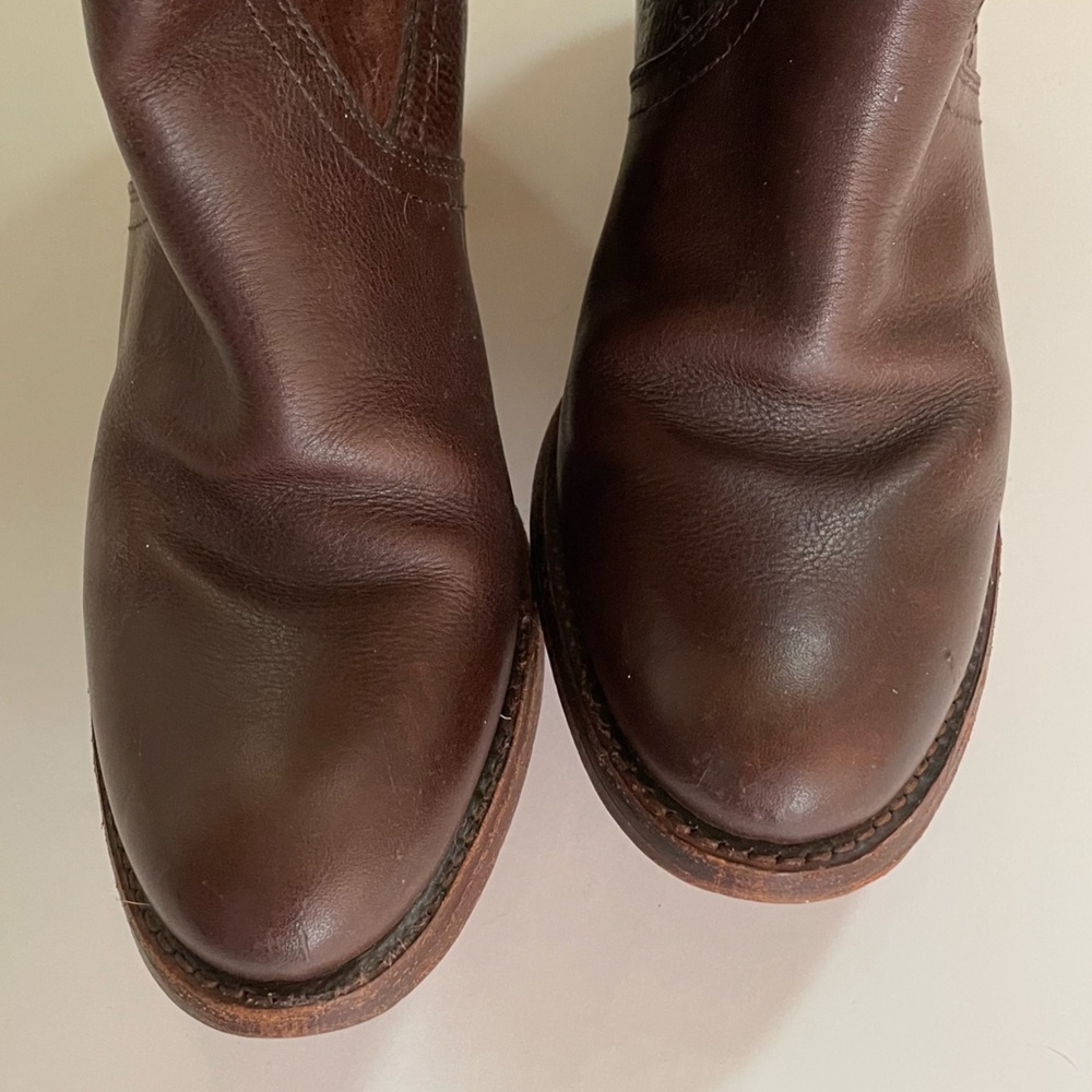 Frye Boots Jane Tall Cuff size 8.5 rich brown leather heeled boots - Picture 12 of 12